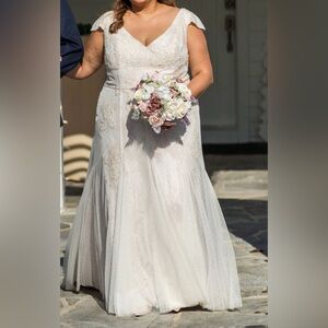 Ivy Stone beaded aline wedding dress with godets